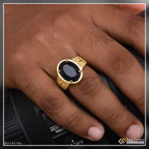 1 Gram Gold Forming Blue Stone with Diamond Best Quality Ring for Men - Style A964