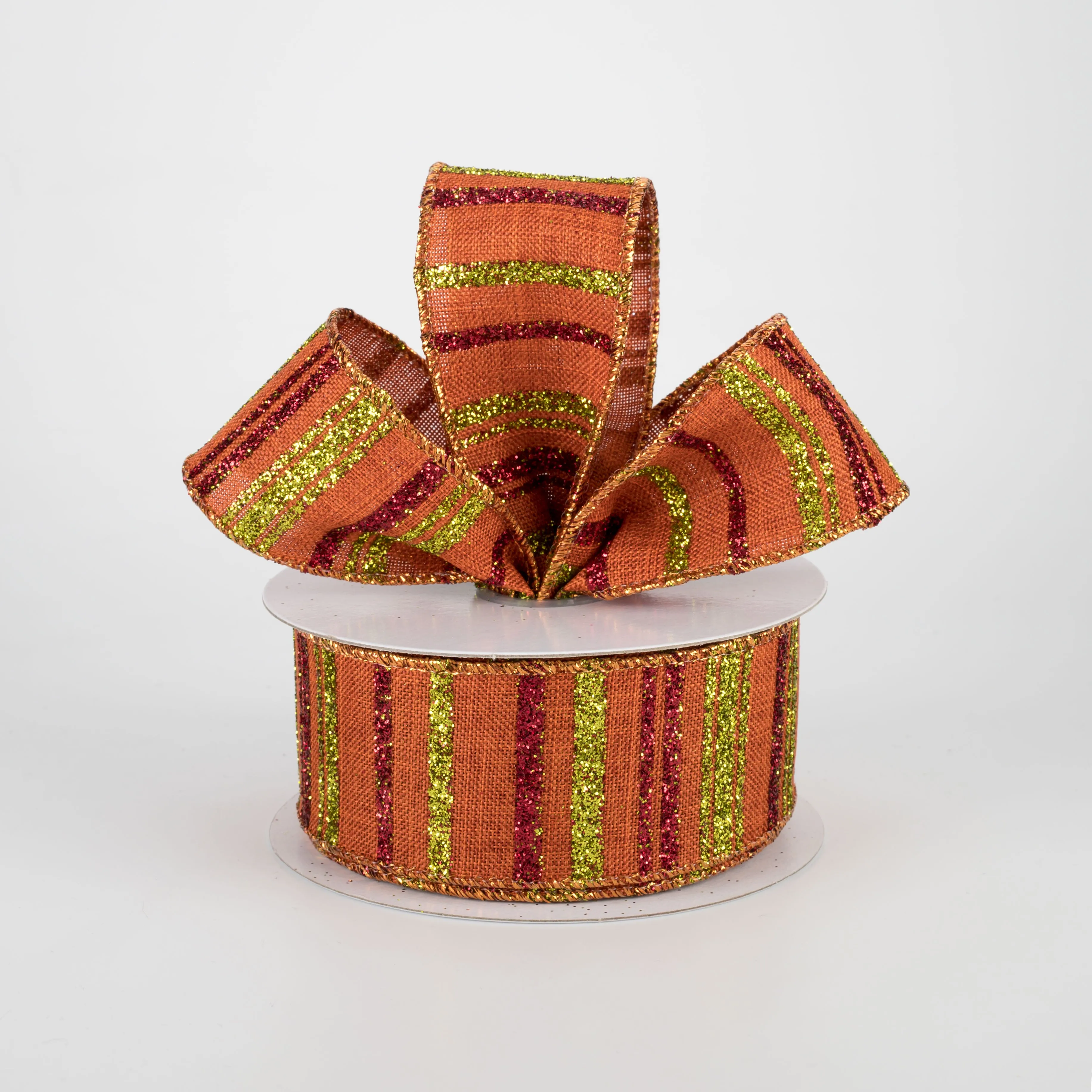 1.5" Fall Stripe Ribbon: Dark Orange (10 Yards)