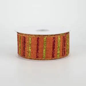 1.5" Fall Stripe Ribbon: Dark Orange (10 Yards)