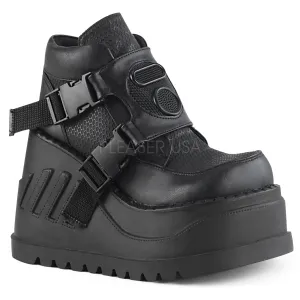 4 Inch Heel STOMP-15 Black Vegan Leather