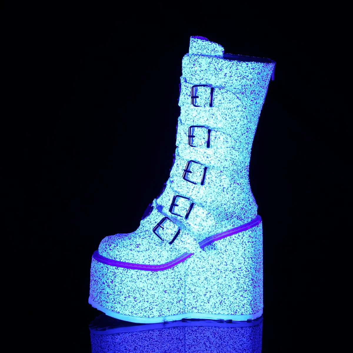 5 Inch Platform SWING-230G Neon White Glitter