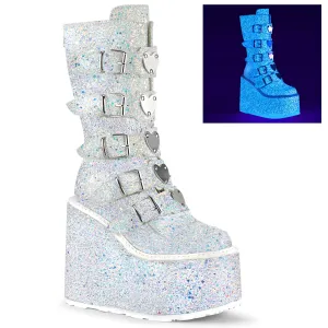 5 Inch Platform SWING-230G Neon White Glitter