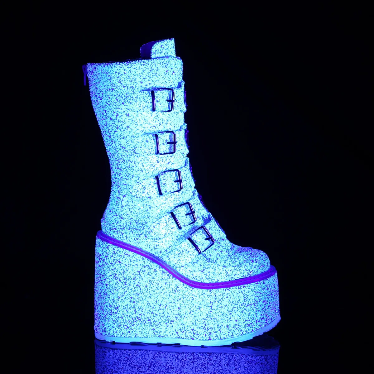 5 Inch Platform SWING-230G Neon White Glitter