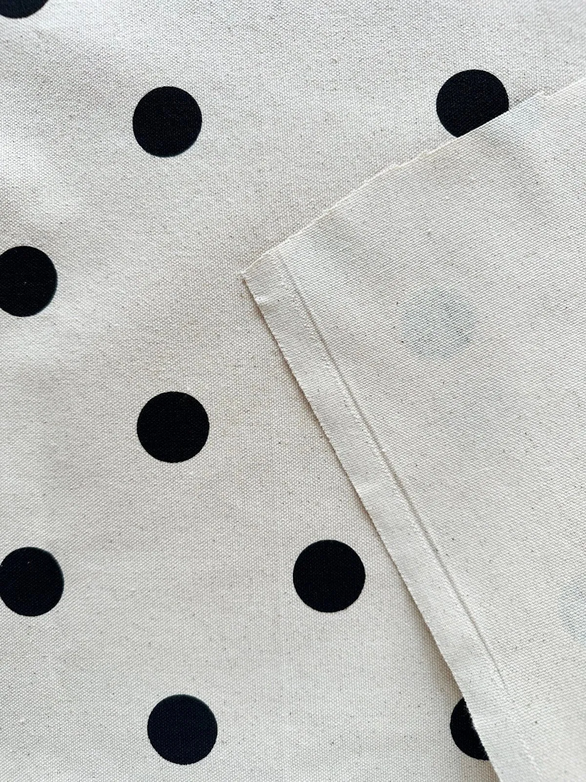 5/8 Yards last piece Unbleached Cotton Canvas Polka Dot Print