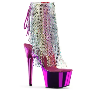 ADORE-1017RSF Pleaser Shoes Multicolor Fringe Platform Stripper Booties