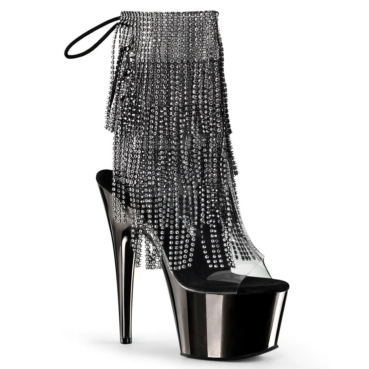 ADORE-1017RSF Pleaser Shoes Rhinestone Fringe Platform Exotic Dancer Booties