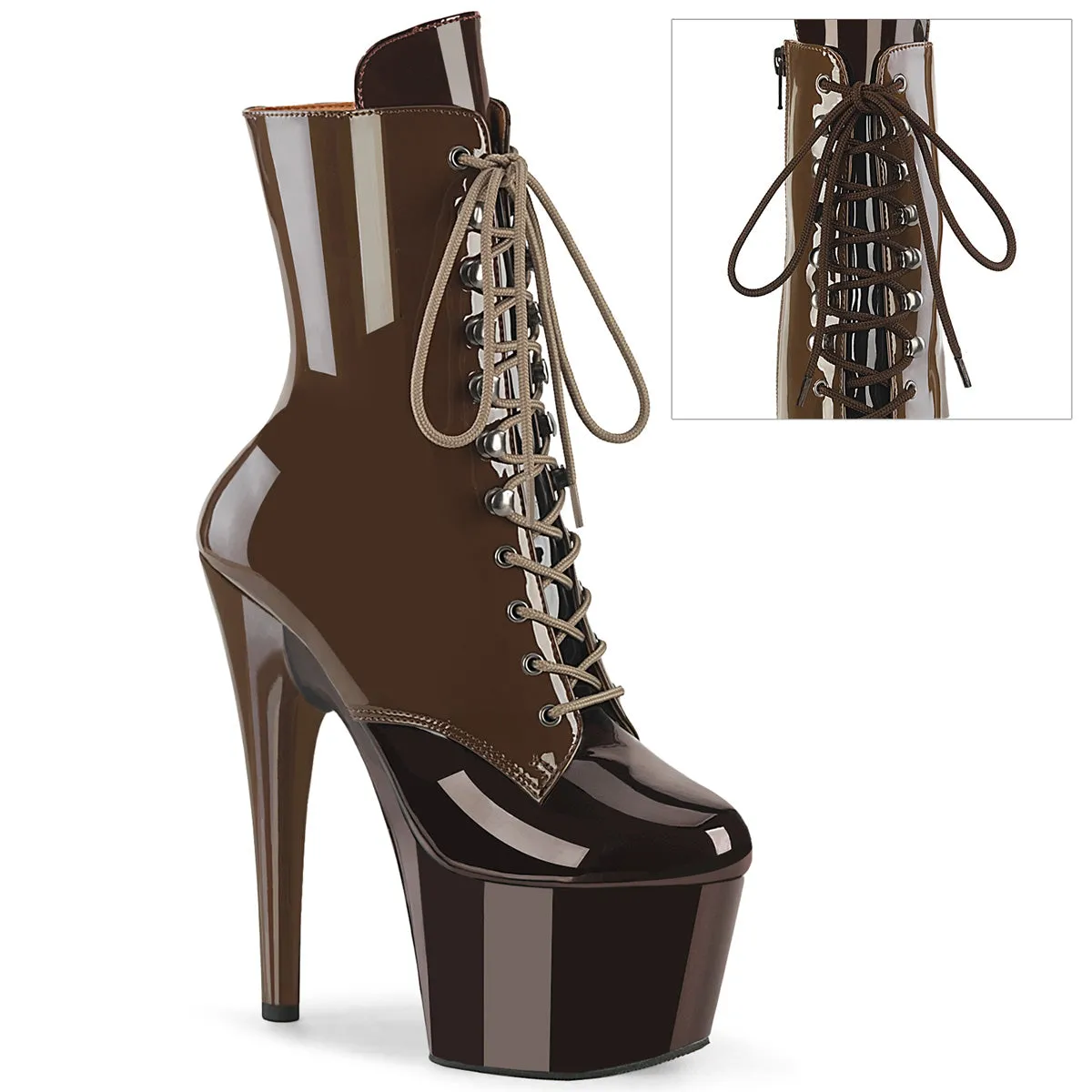 ADORE-1020DC Mocha Coffee 2 Tone Stripper Boots