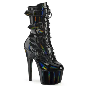 ADORE-1046 Black Patent Buckle Up Stripper Booties