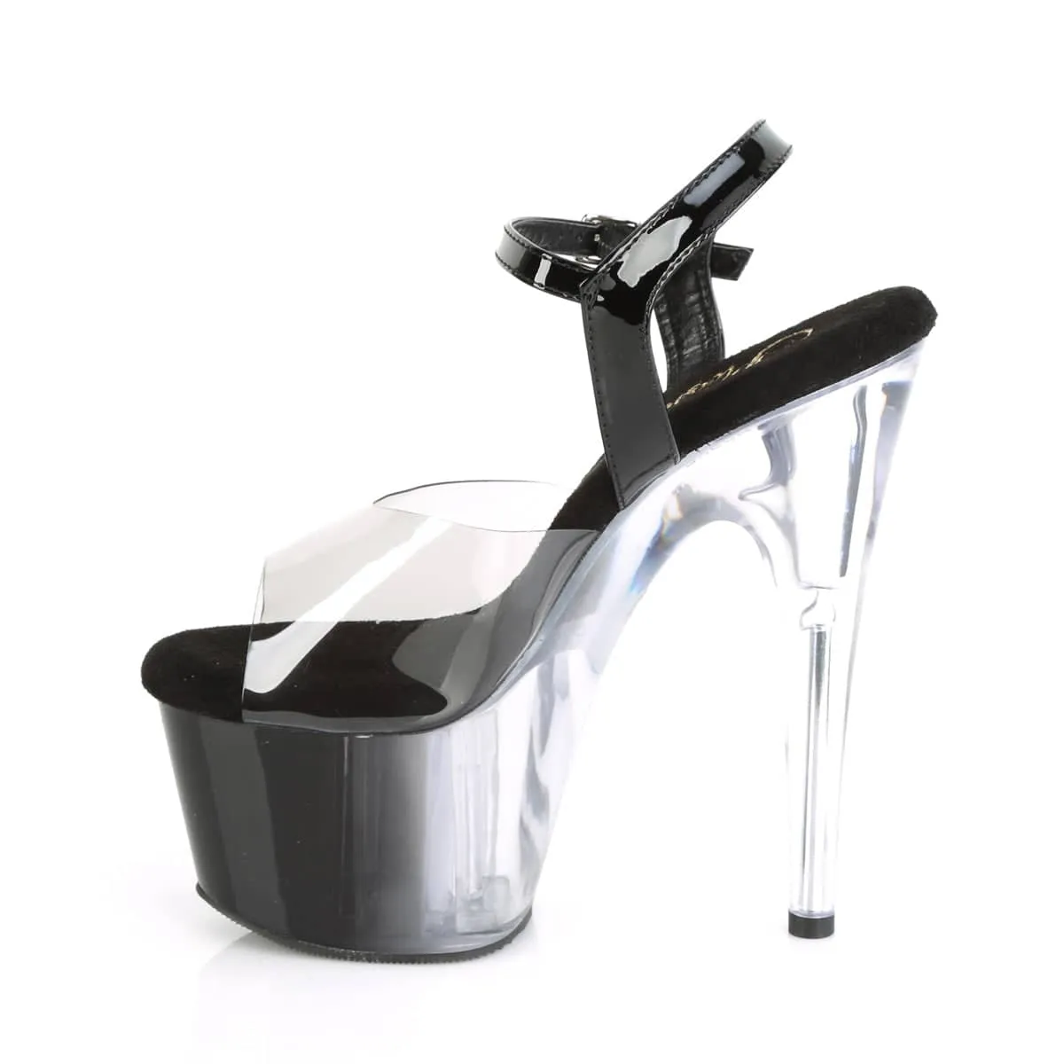 ADORE-708T-1 Black & Clear Ankle Peep Toe High Heel