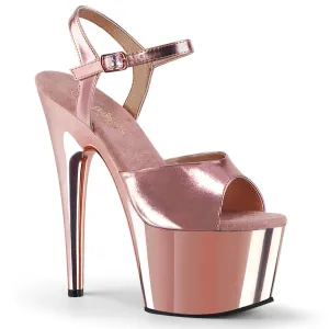 ADORE-709 Metallic Rose Gold Platform Stripper Sandal