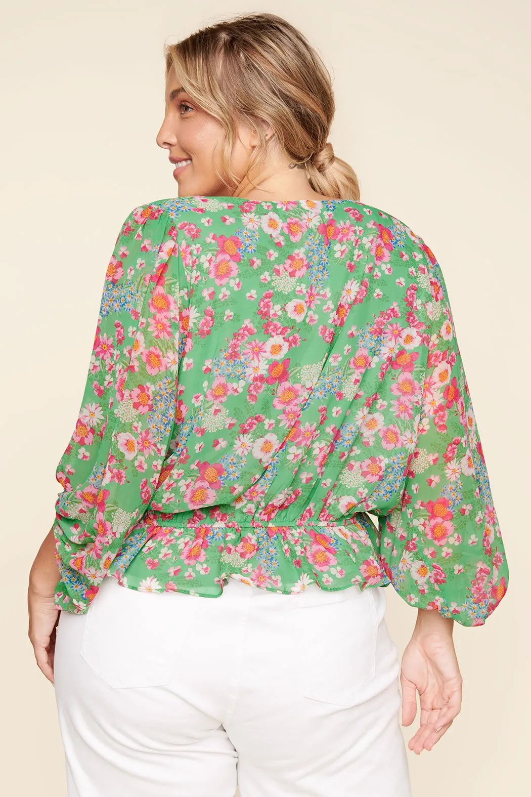 Akina Floral Ways Ballon Sleeve Blouse Curve