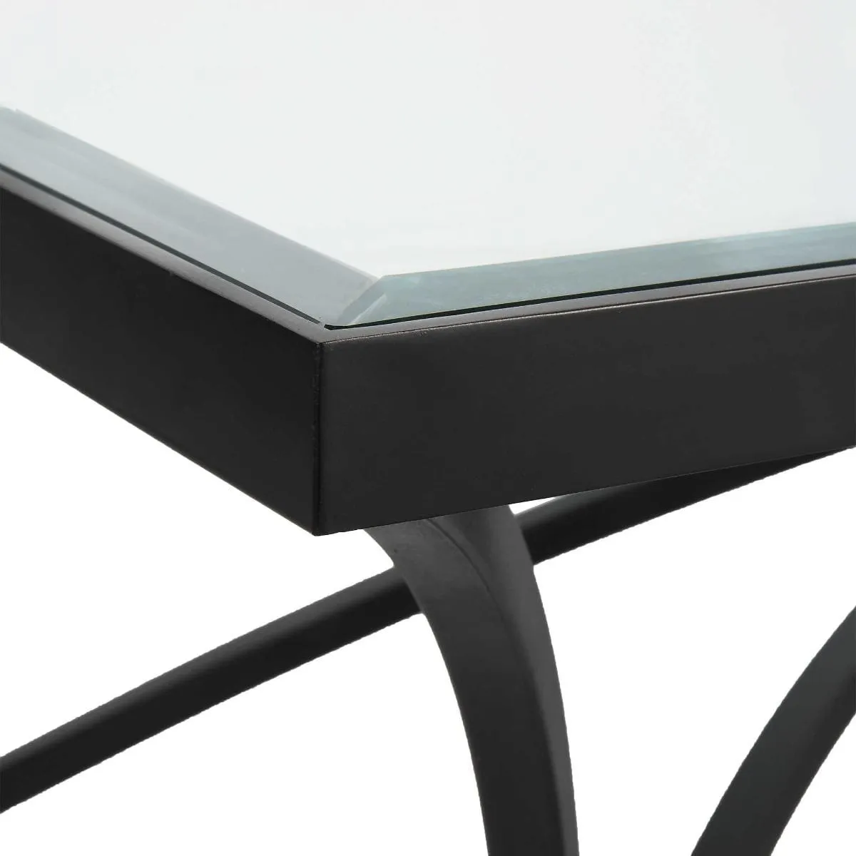 Alayna Black Metal & Glass Coffee Table