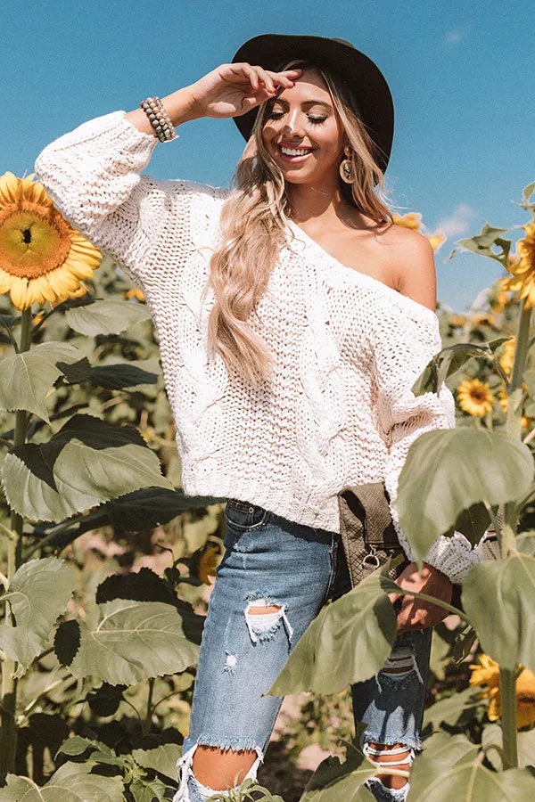 All Things Cozy Cable Knit Sweater in Cream