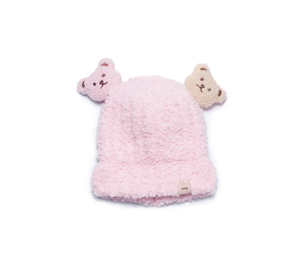 Baby Booties Gift Set with Shearling Bear Beanie and Scarf