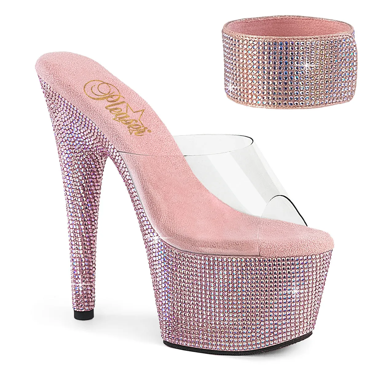 BEJEWELED-712RS Baby Pink Rhinestone Exotic Dancher Shoe