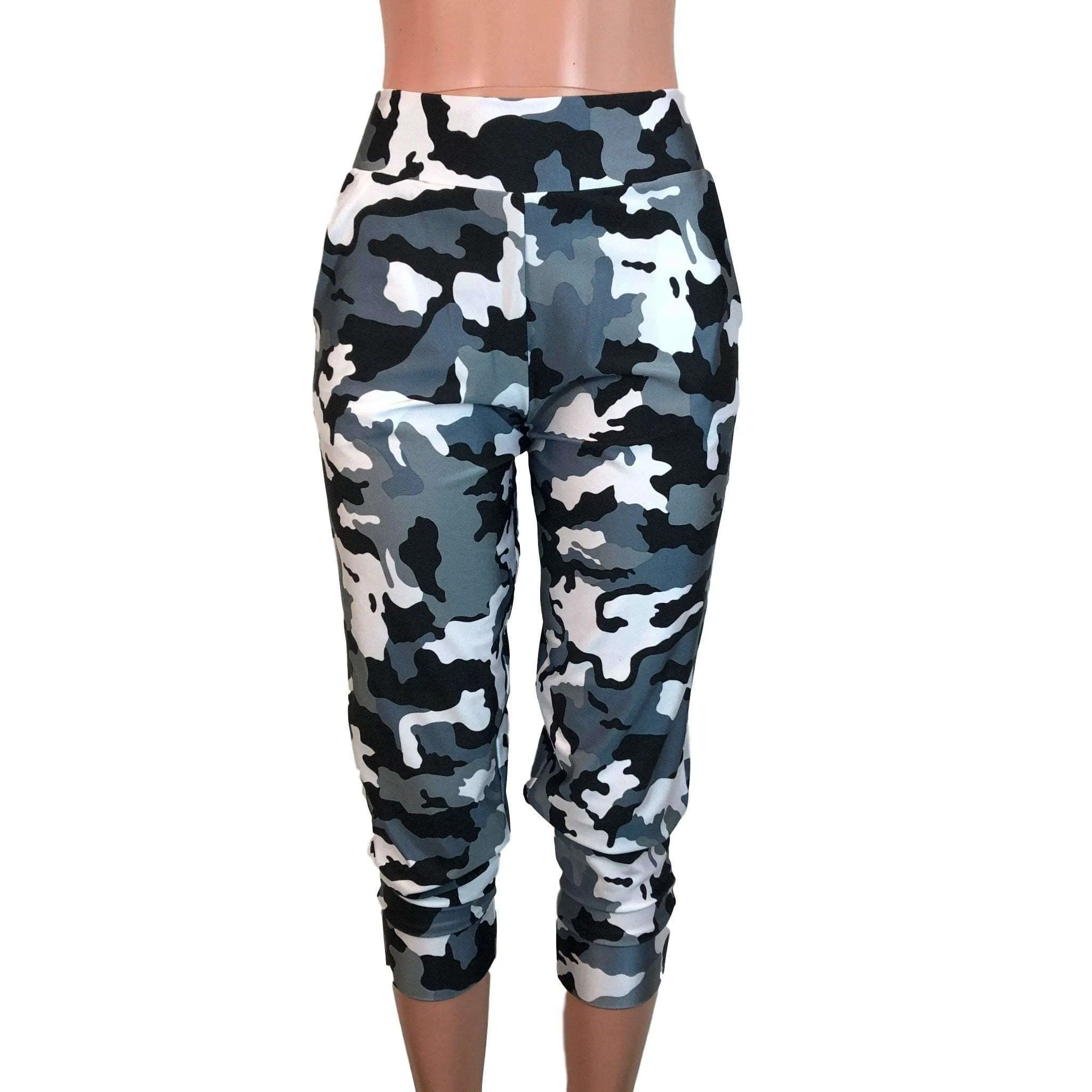 Black & White Camo Joggers w/ Pockets Women's