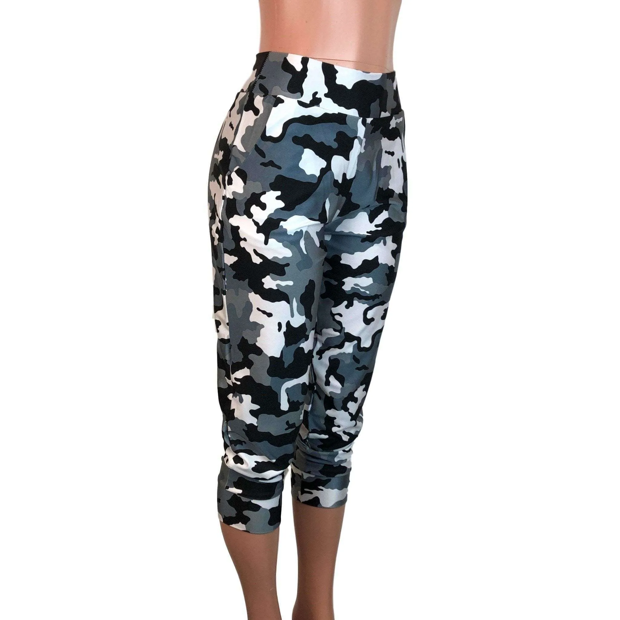 Black & White Camo Joggers w/ Pockets Women's