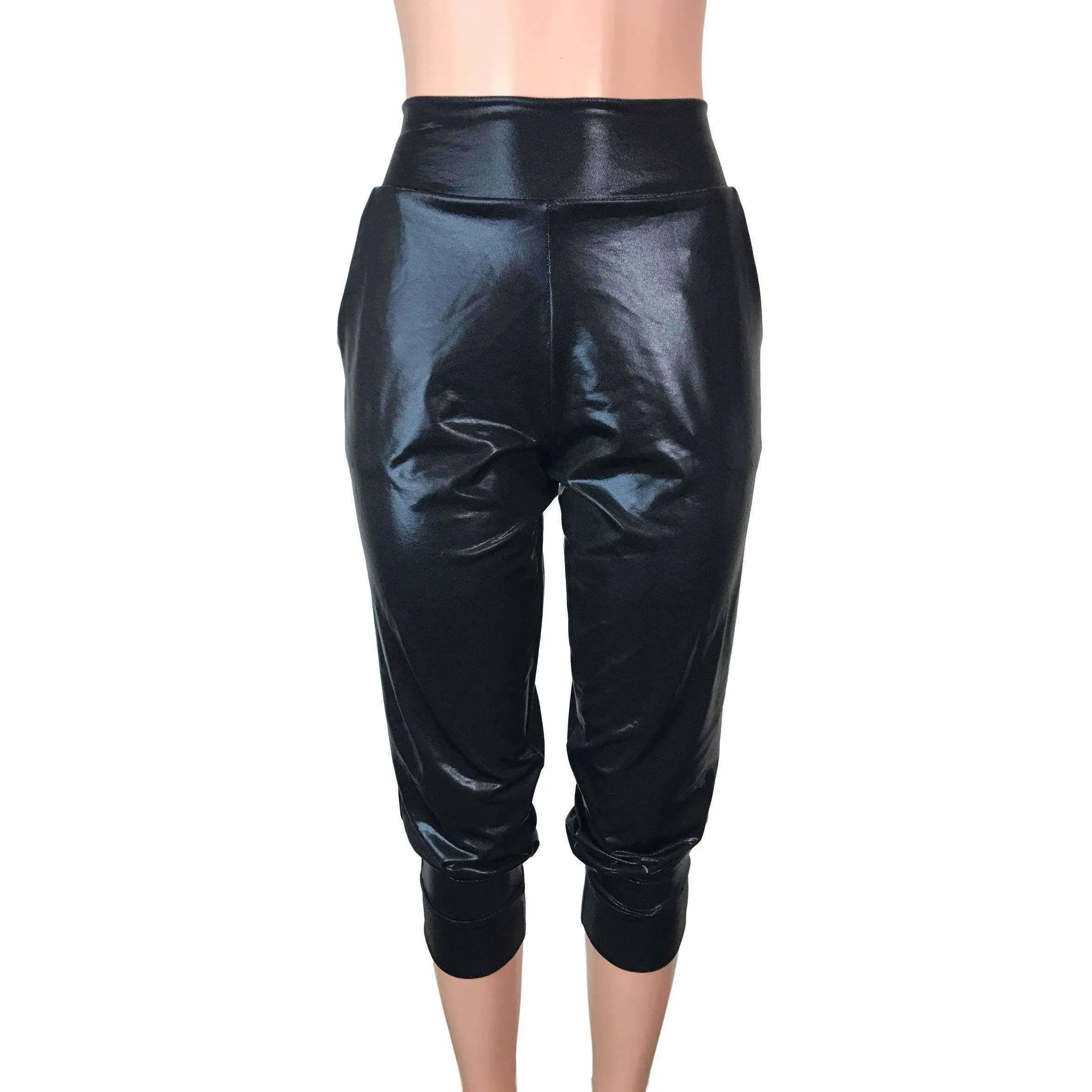 Black Mystique Metallic Joggers w/ Pockets Women's