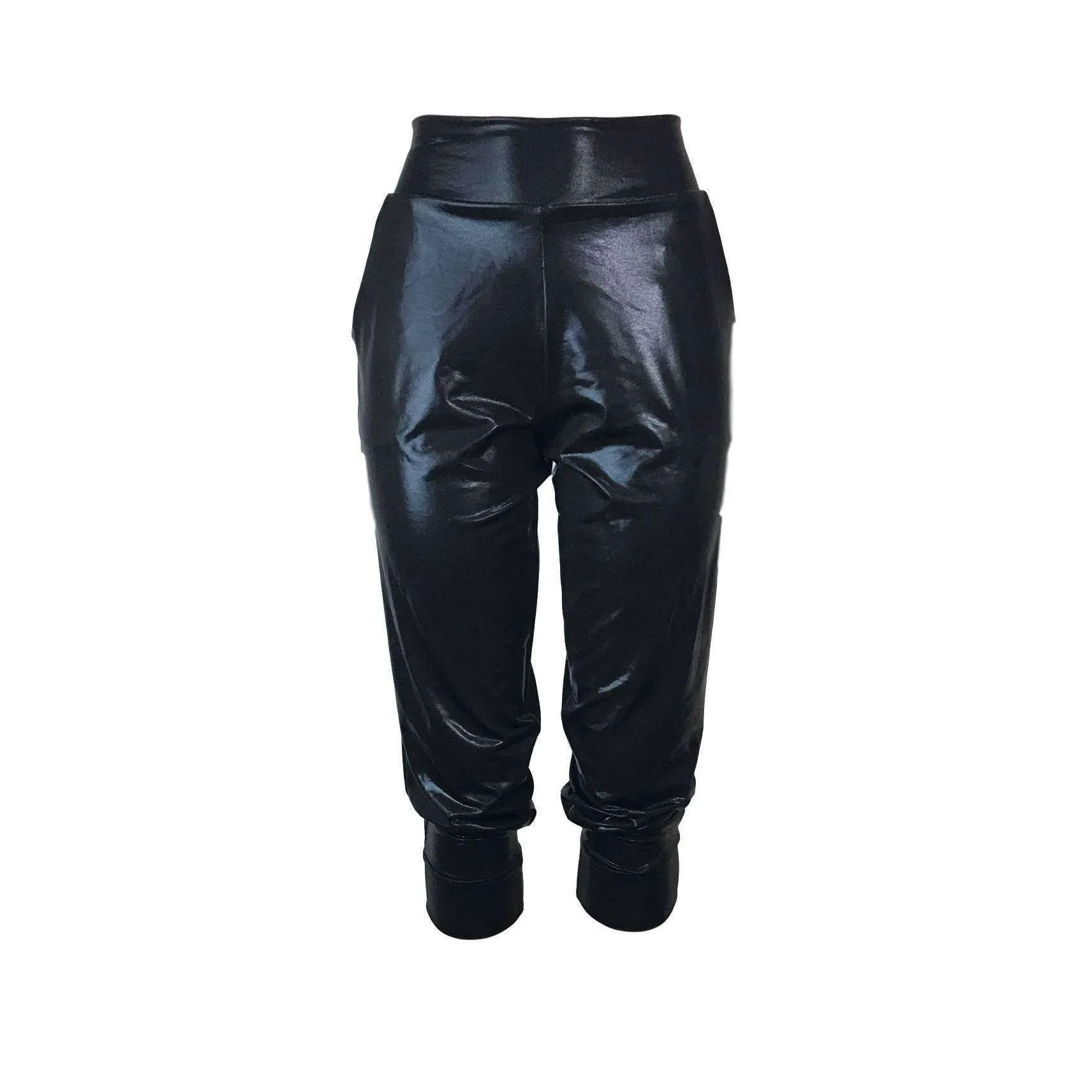 Black Mystique Metallic Joggers w/ Pockets Women's