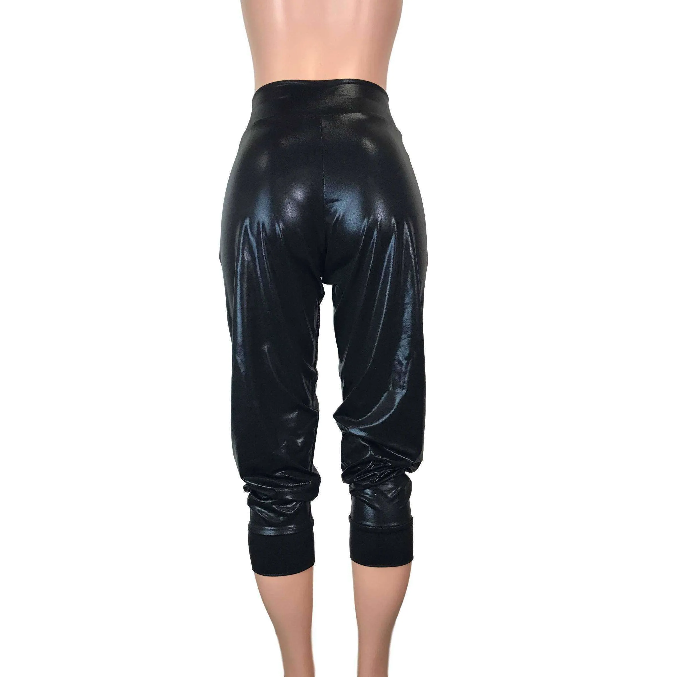 Black Mystique Metallic Joggers w/ Pockets Women's