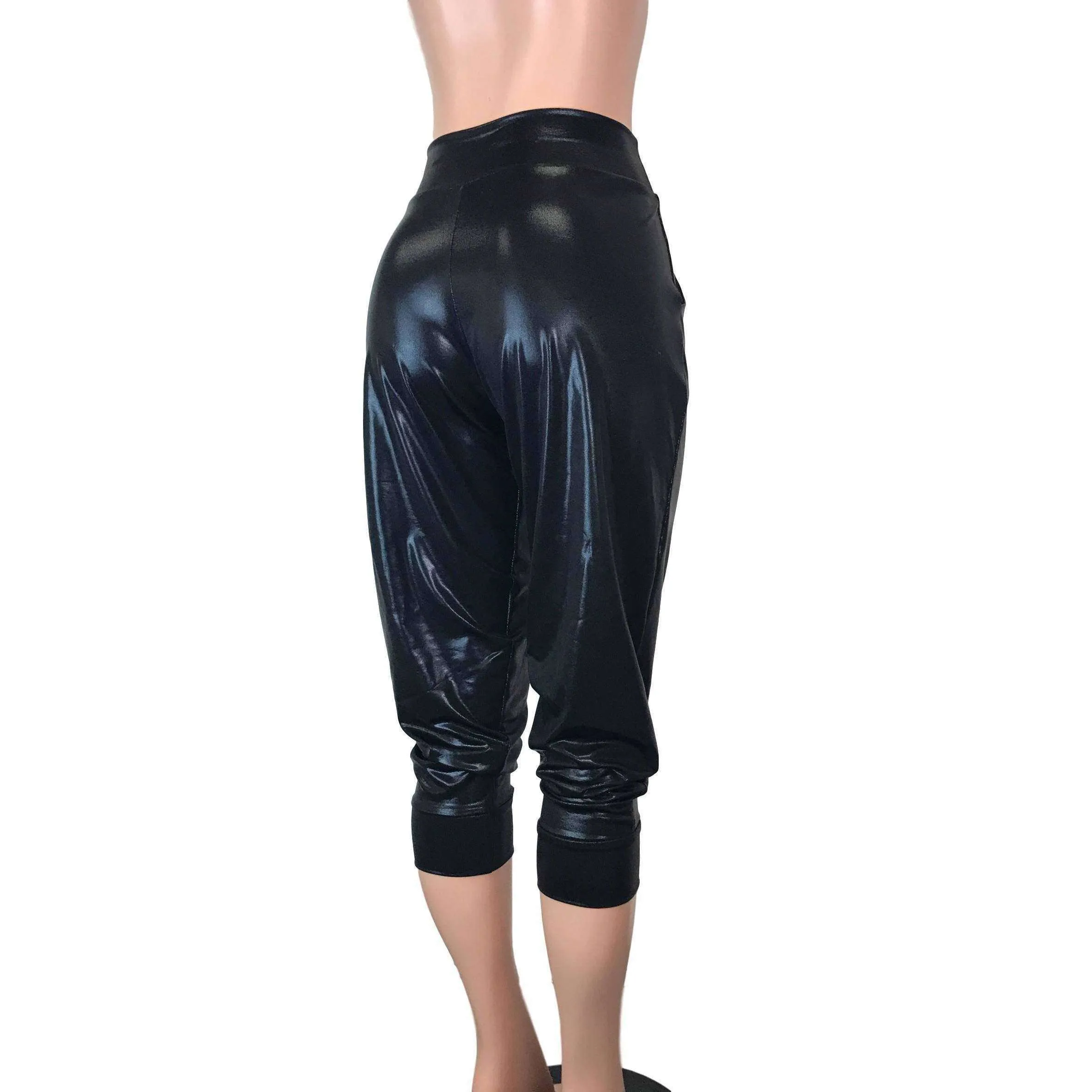 Black Mystique Metallic Joggers w/ Pockets Women's