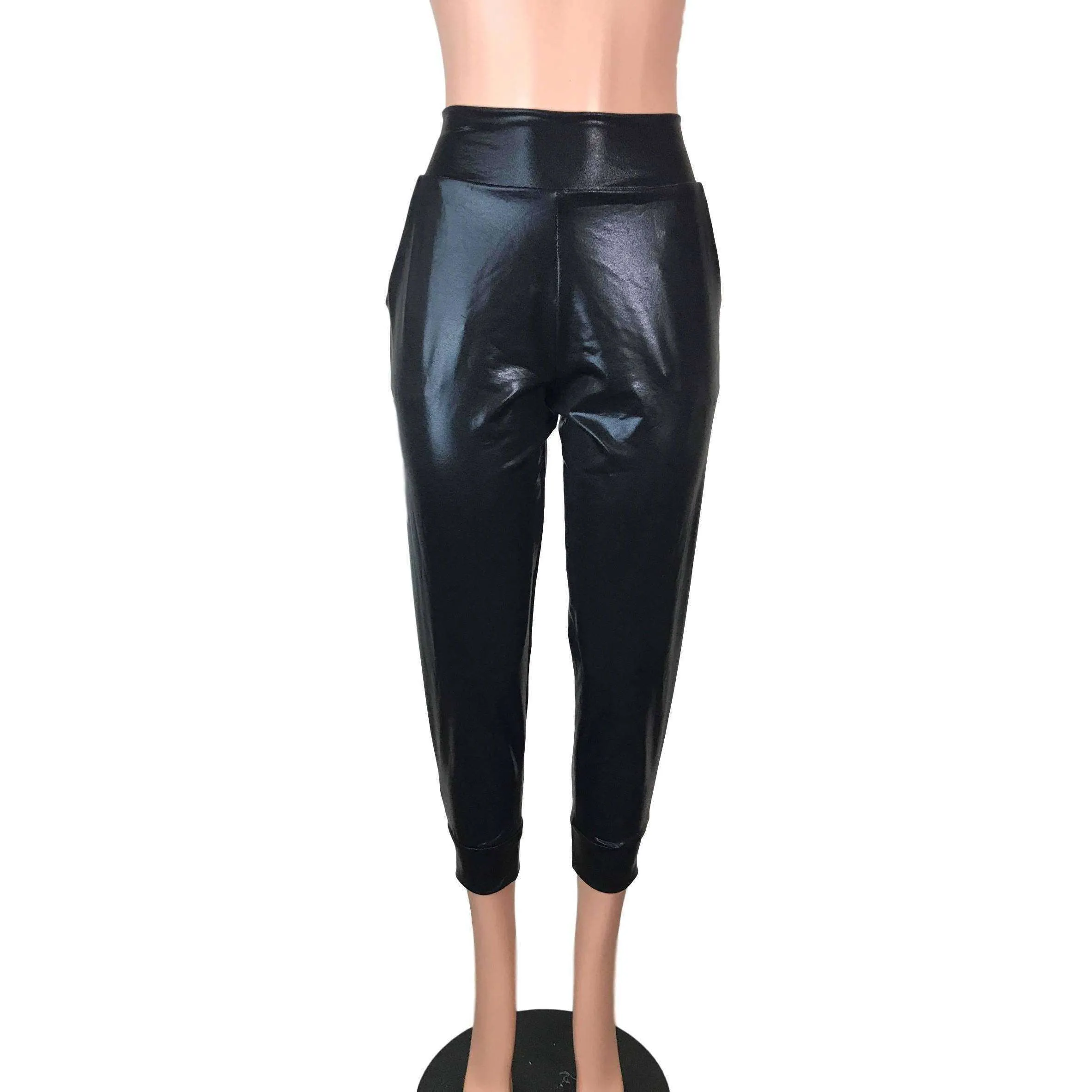 Black Mystique Metallic Joggers w/ Pockets Women's