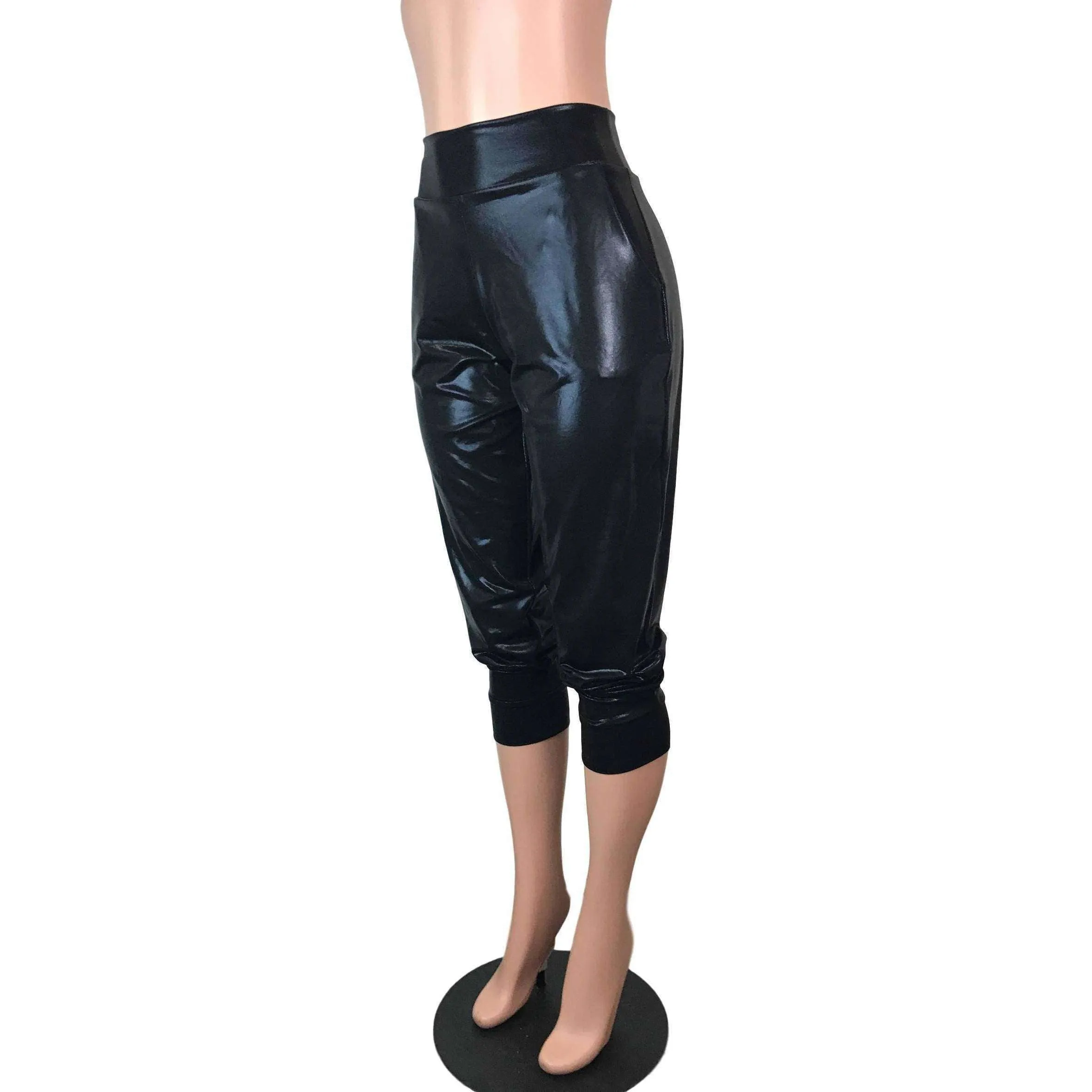 Black Mystique Metallic Joggers w/ Pockets Women's