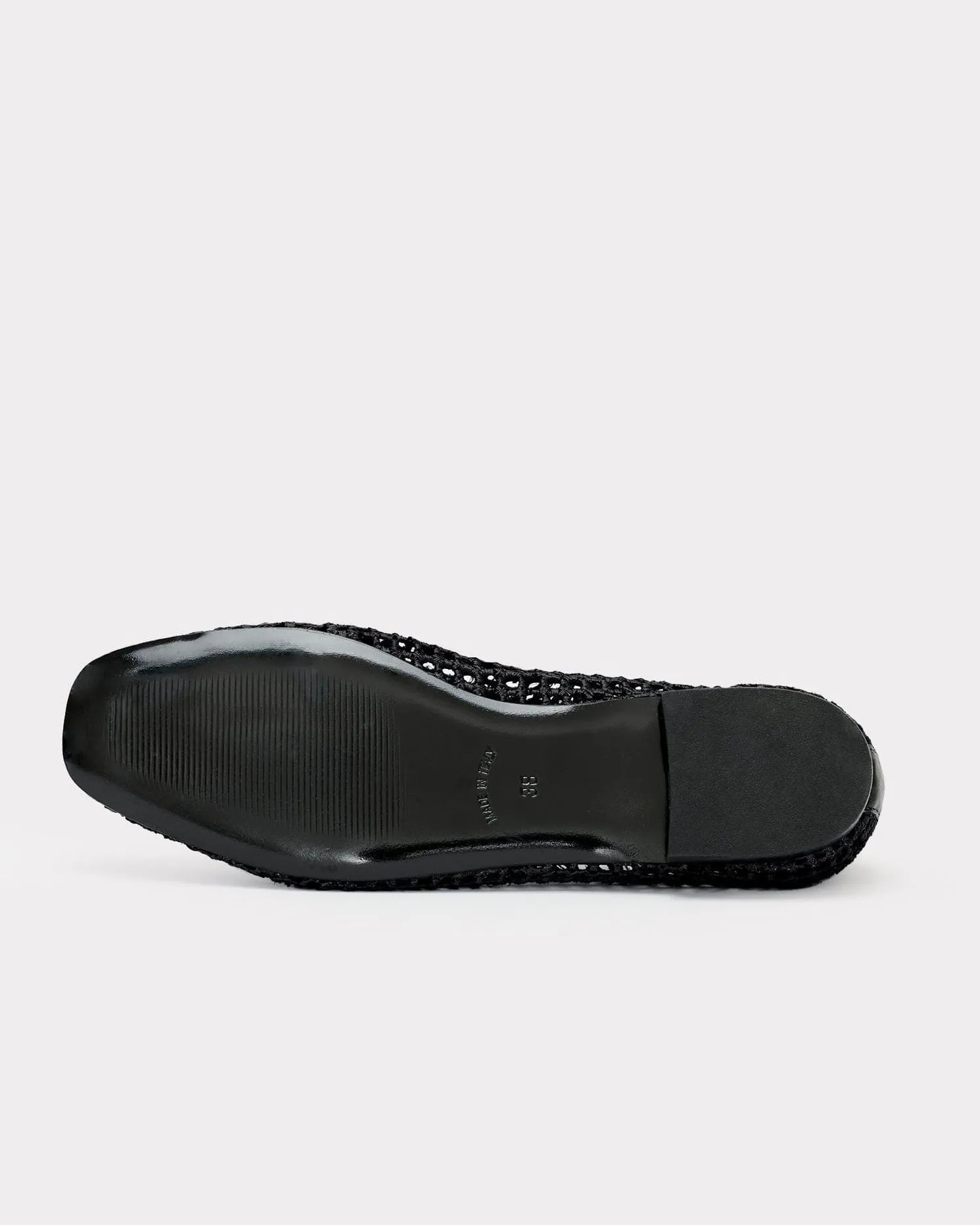 Black Woven Leather Ballet Flats