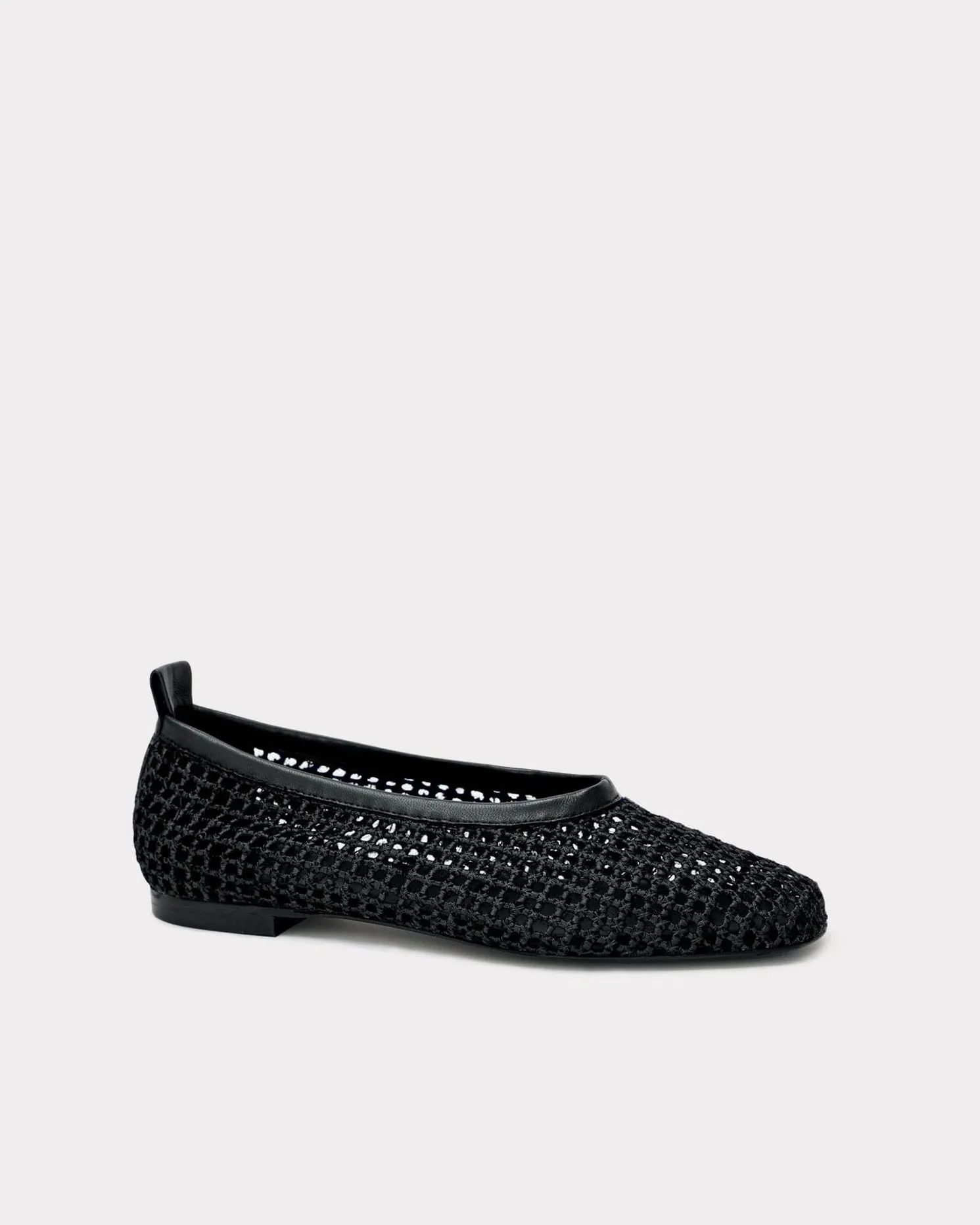 Black Woven Leather Ballet Flats