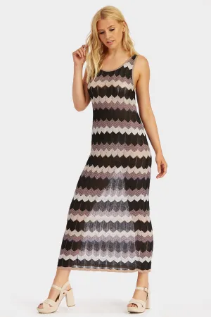 Black Zig Zag Crochet Maxi Dress