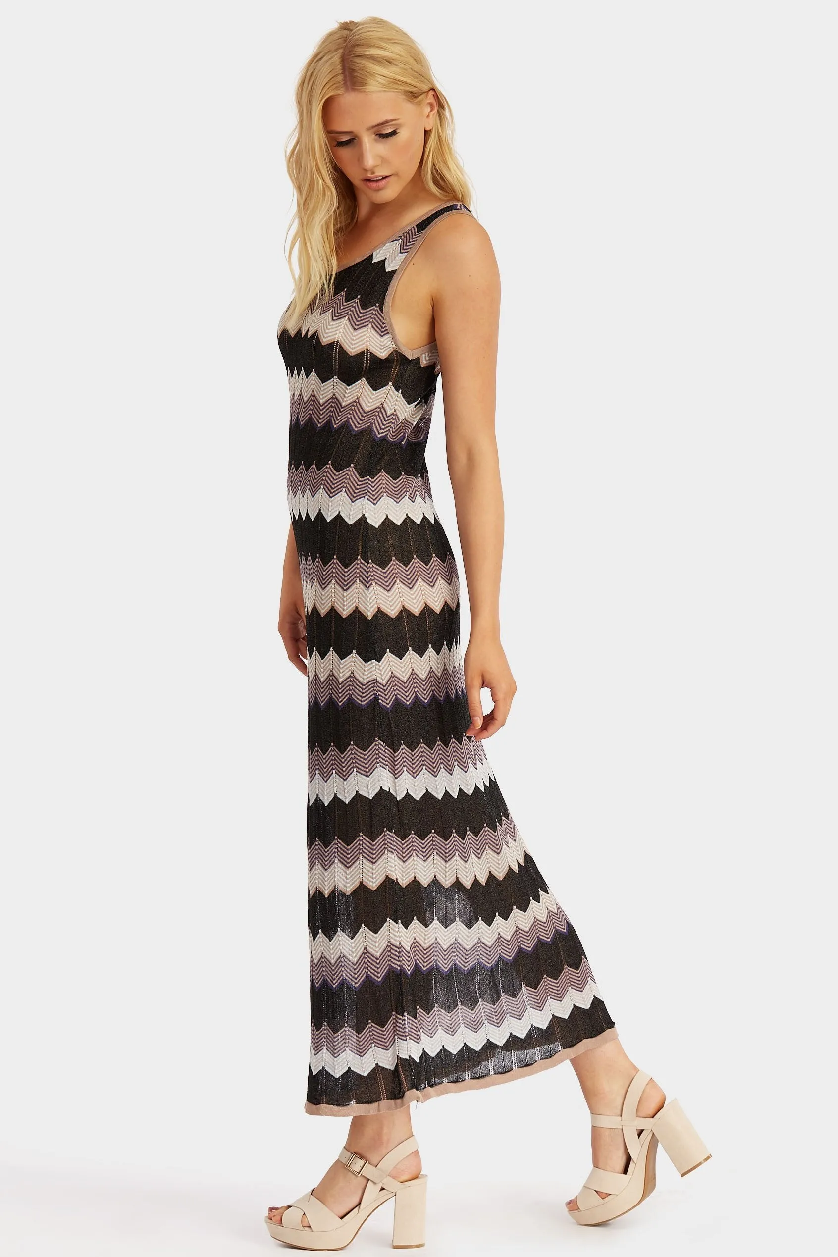 Black Zig Zag Crochet Maxi Dress