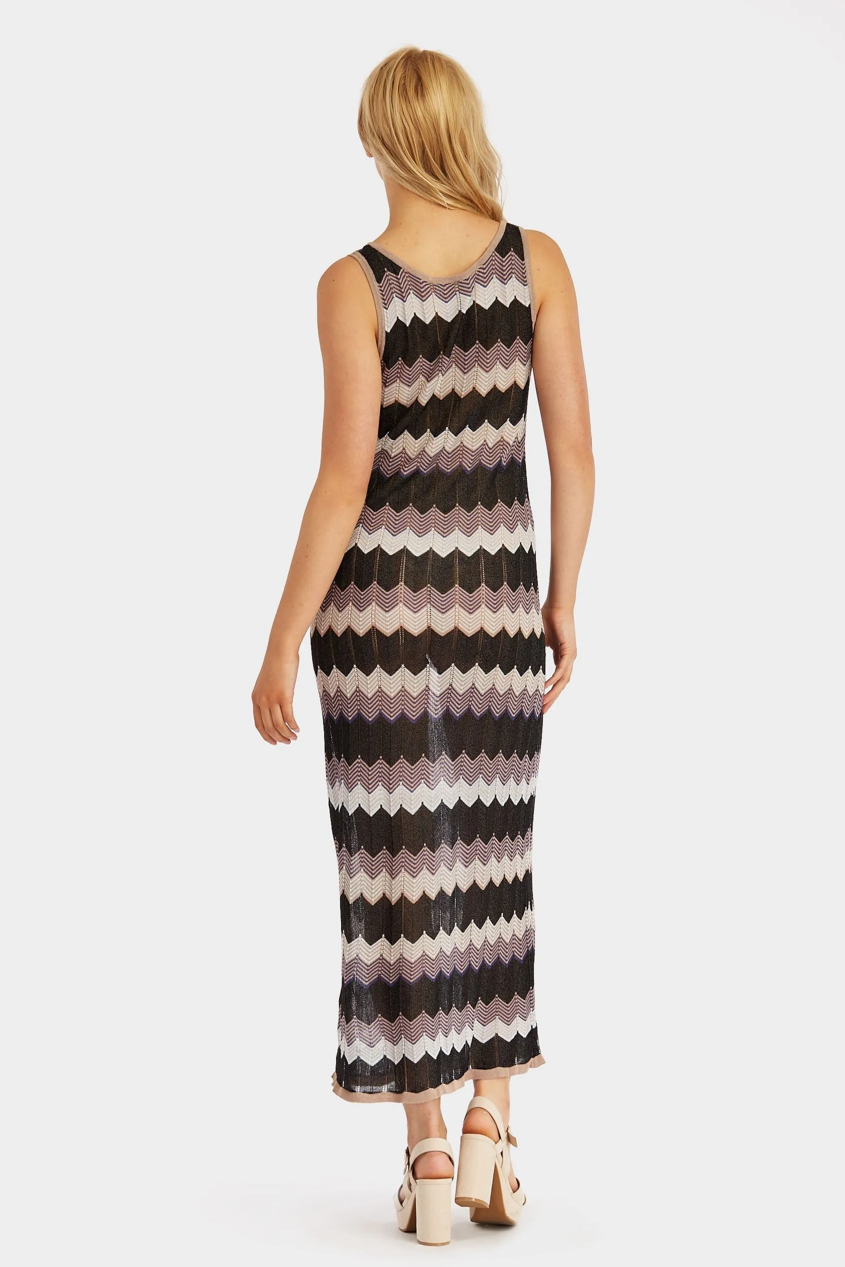 Black Zig Zag Crochet Maxi Dress