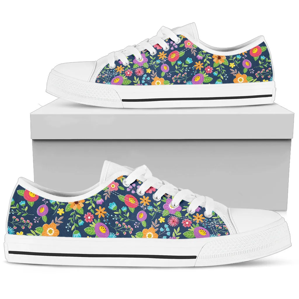 BLUE FLOWER LOW-TOP SHOES WOMEN - FREE SHIPPING WORLDWIDE