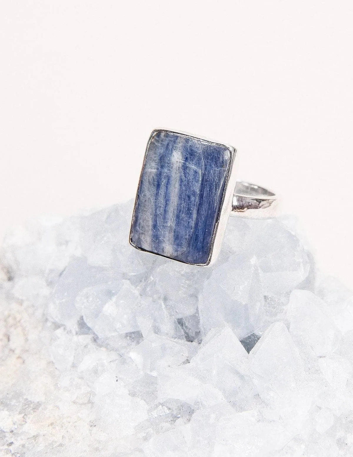 Blue Kyanite Square Gemstone Ring - Size 8