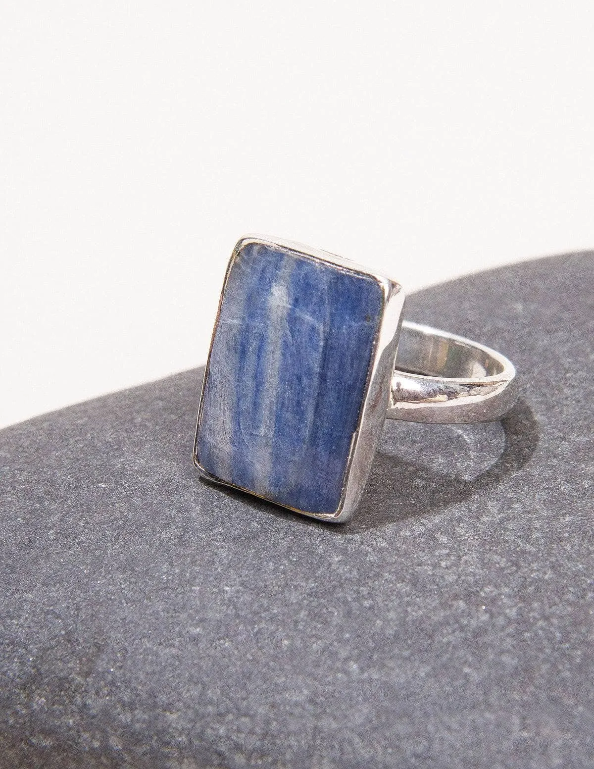 Blue Kyanite Square Gemstone Ring - Size 8