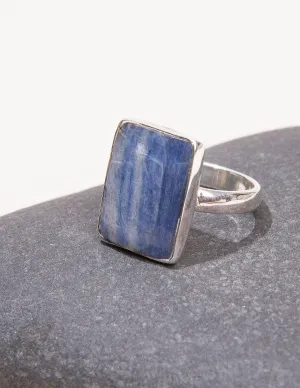 Blue Kyanite Square Gemstone Ring - Size 8