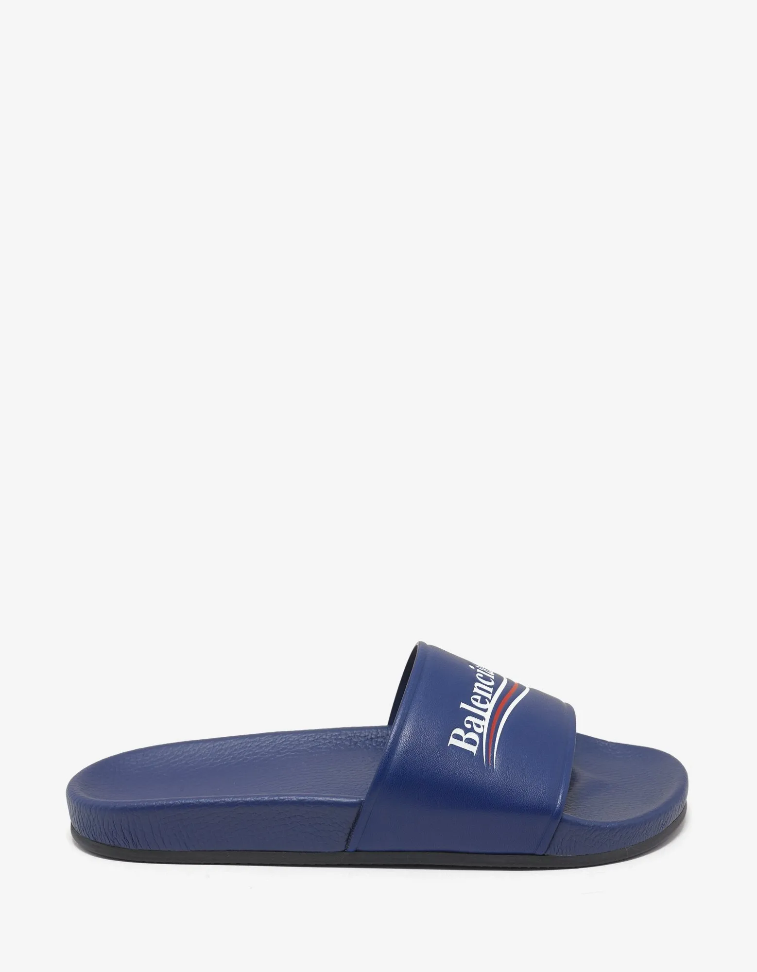 Blue Leather Election Logo Slide Sandals -