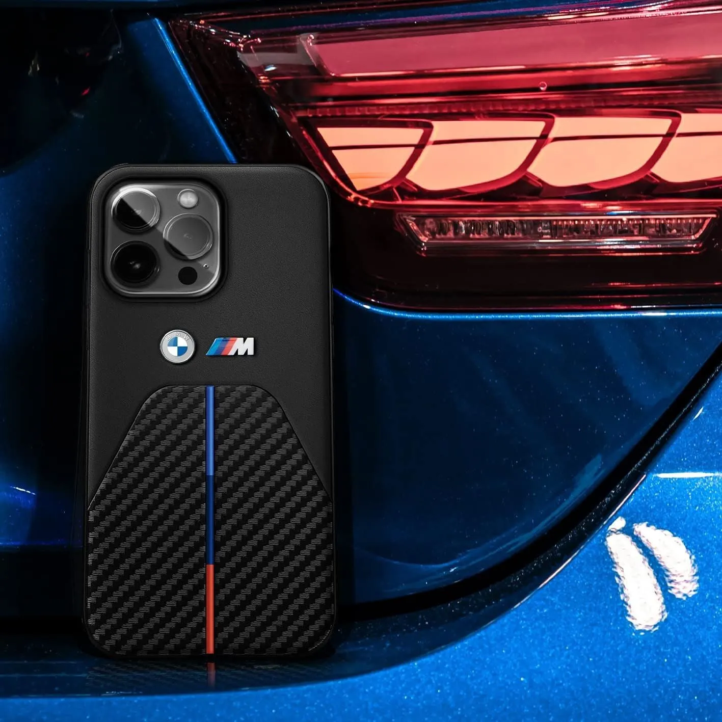 BMW Stamped Tricolour Stripe Case for iphone 15 Pro 6.1" Black - BMHCP15L22NSTB