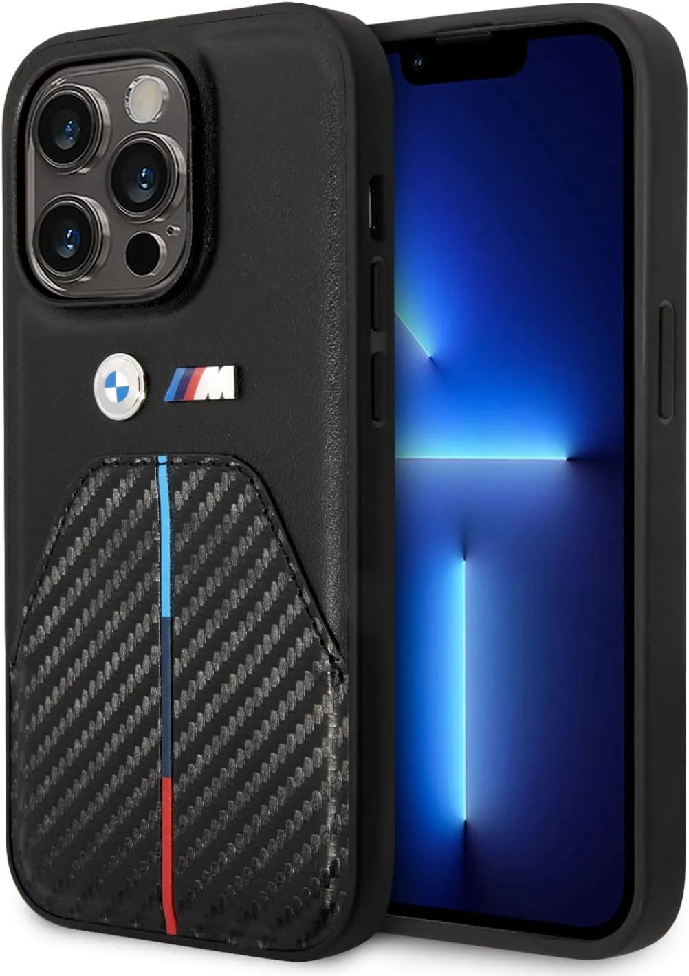 BMW Stamped Tricolour Stripe Case for iphone 15 Pro 6.1" Black - BMHCP15L22NSTB