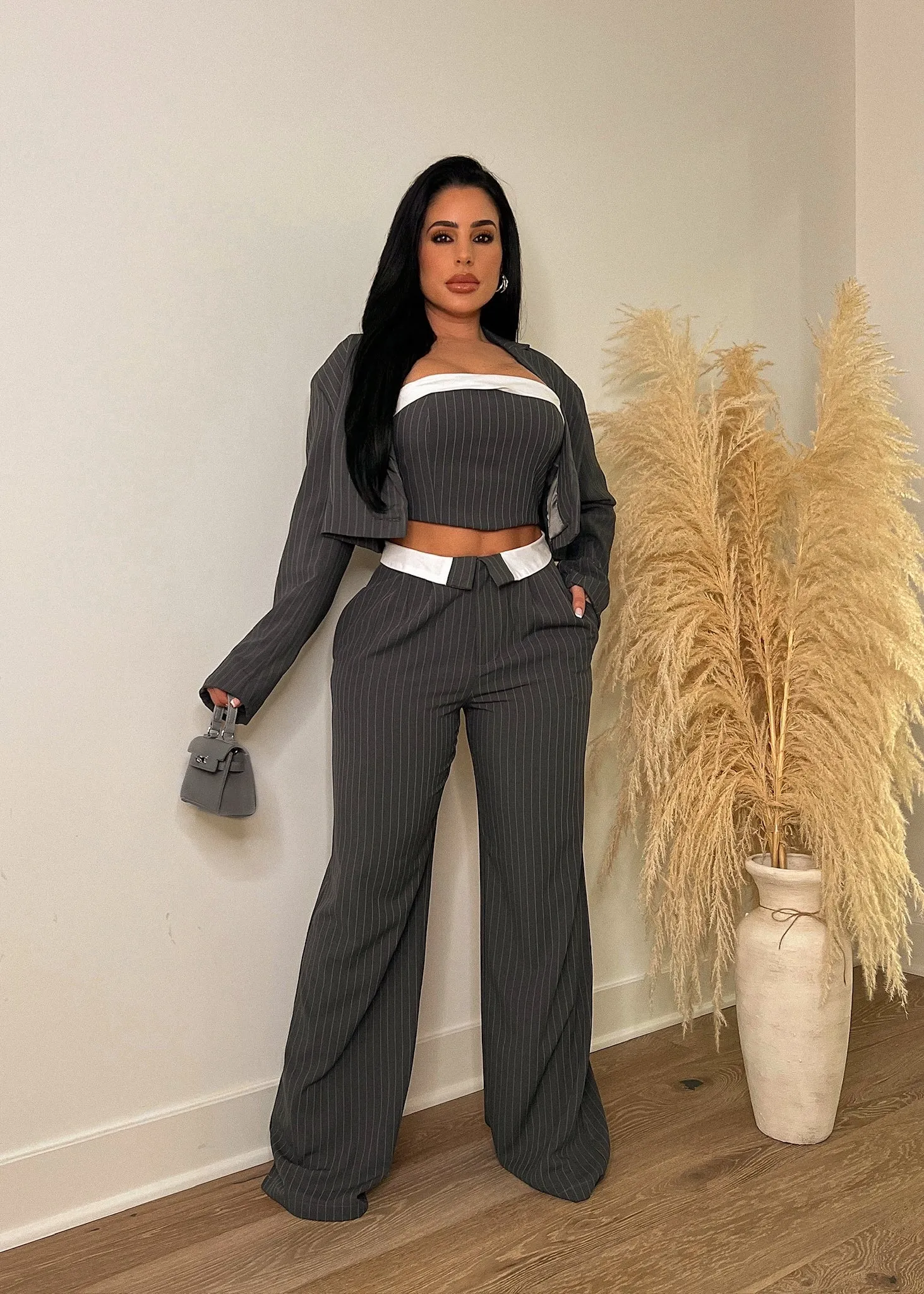 Bossy Attitude Pant Set Grey