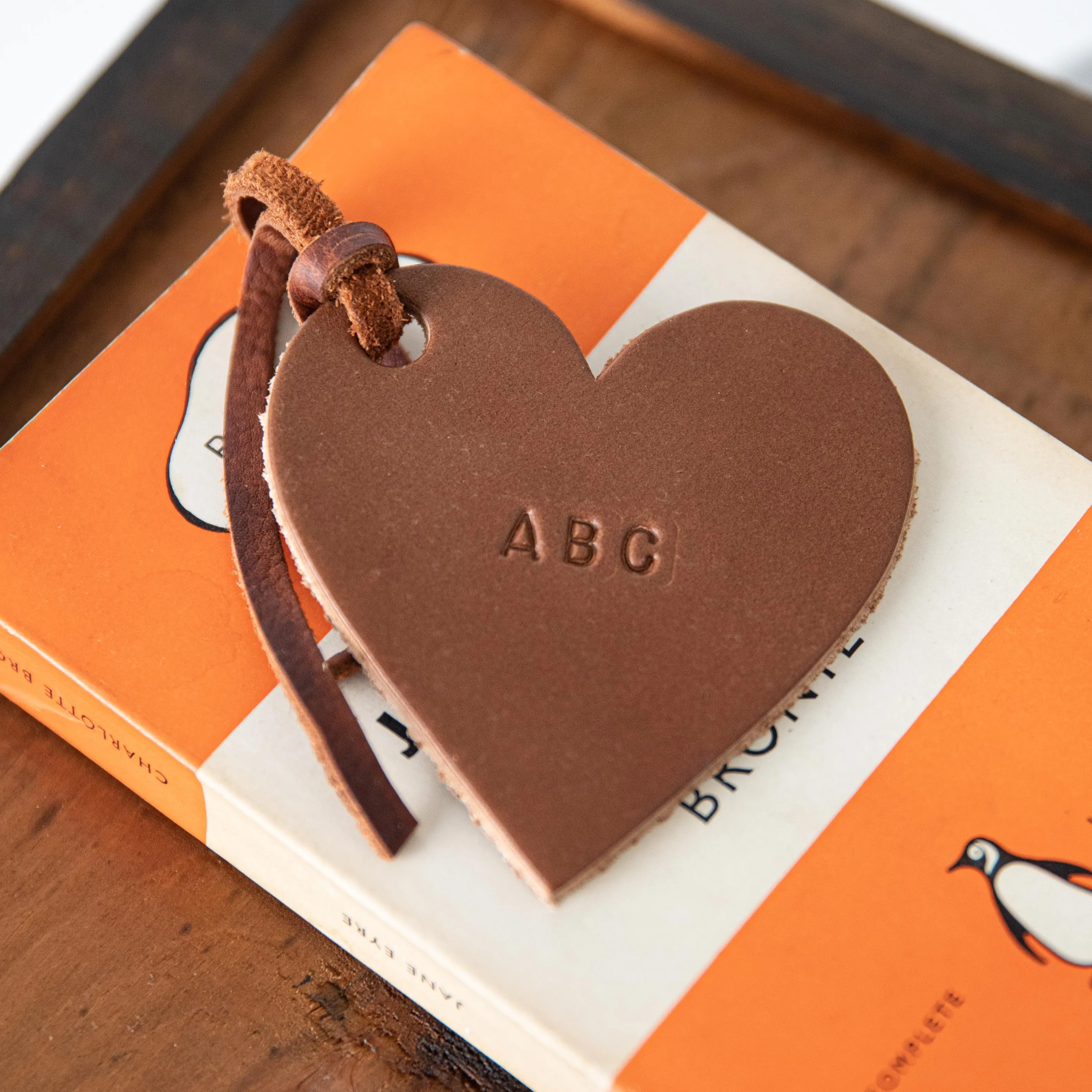 Brown Leather Heart Tag