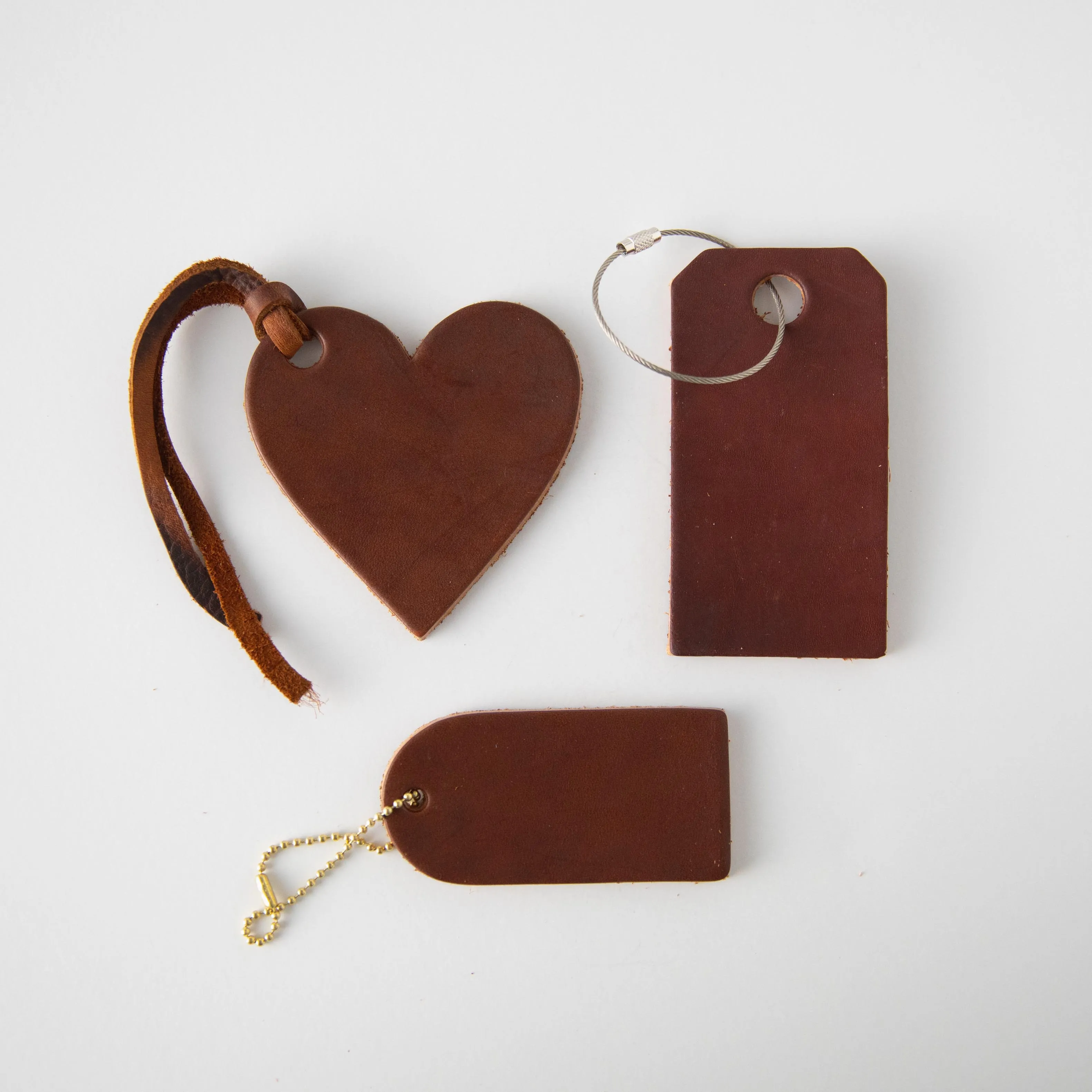 Brown Leather Heart Tag