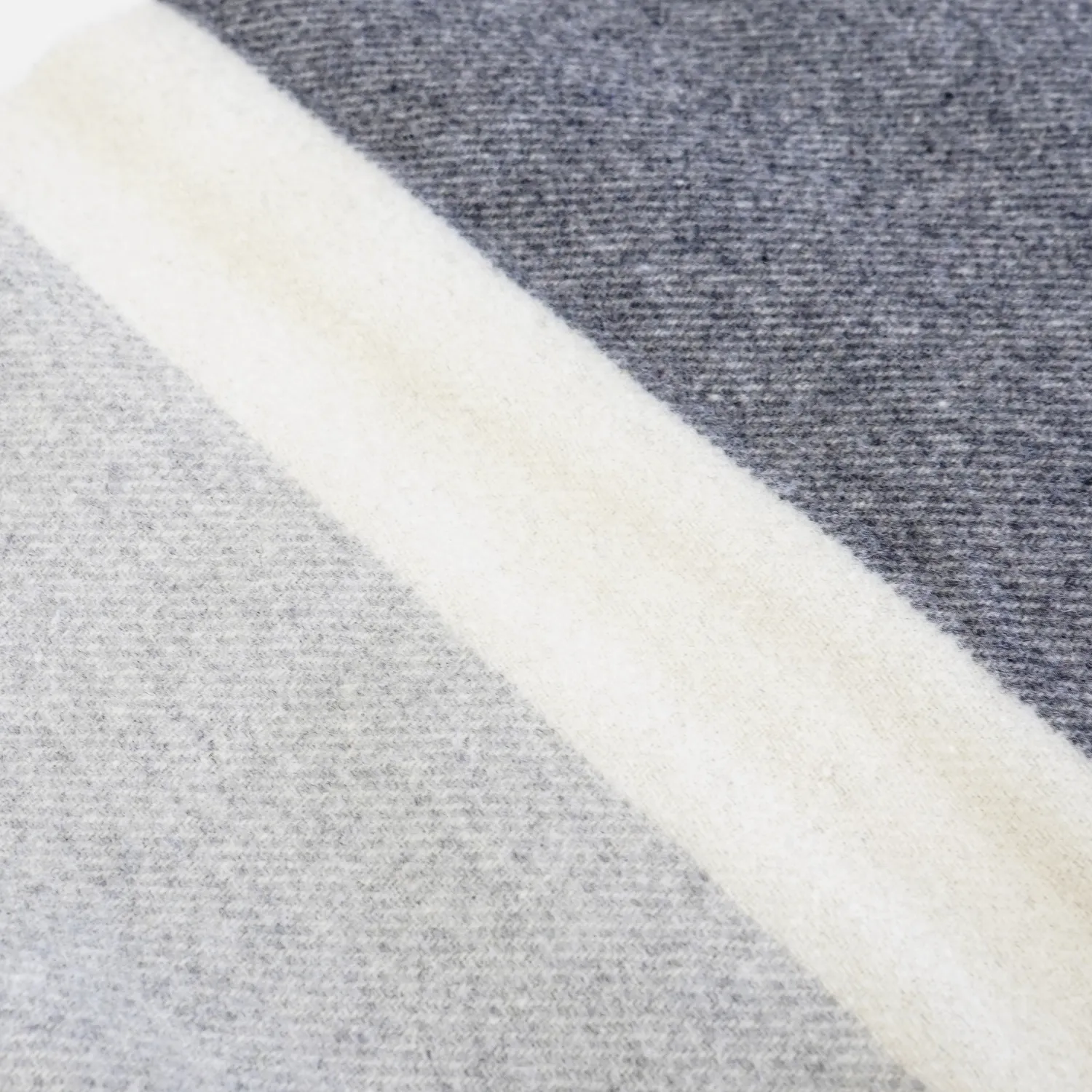 Cashmere Merino Ivory & Grey Stripe Throw