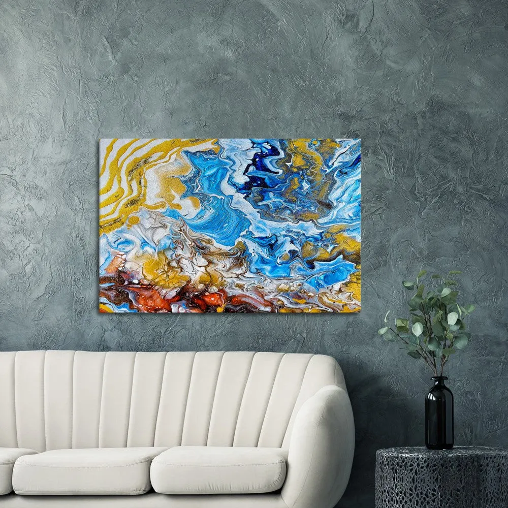 Cliffiside ocean abstract wrapped Canvas wall art