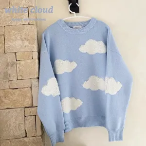 CUTE WHITE CLOUDS KNIT SWEATER BY70141