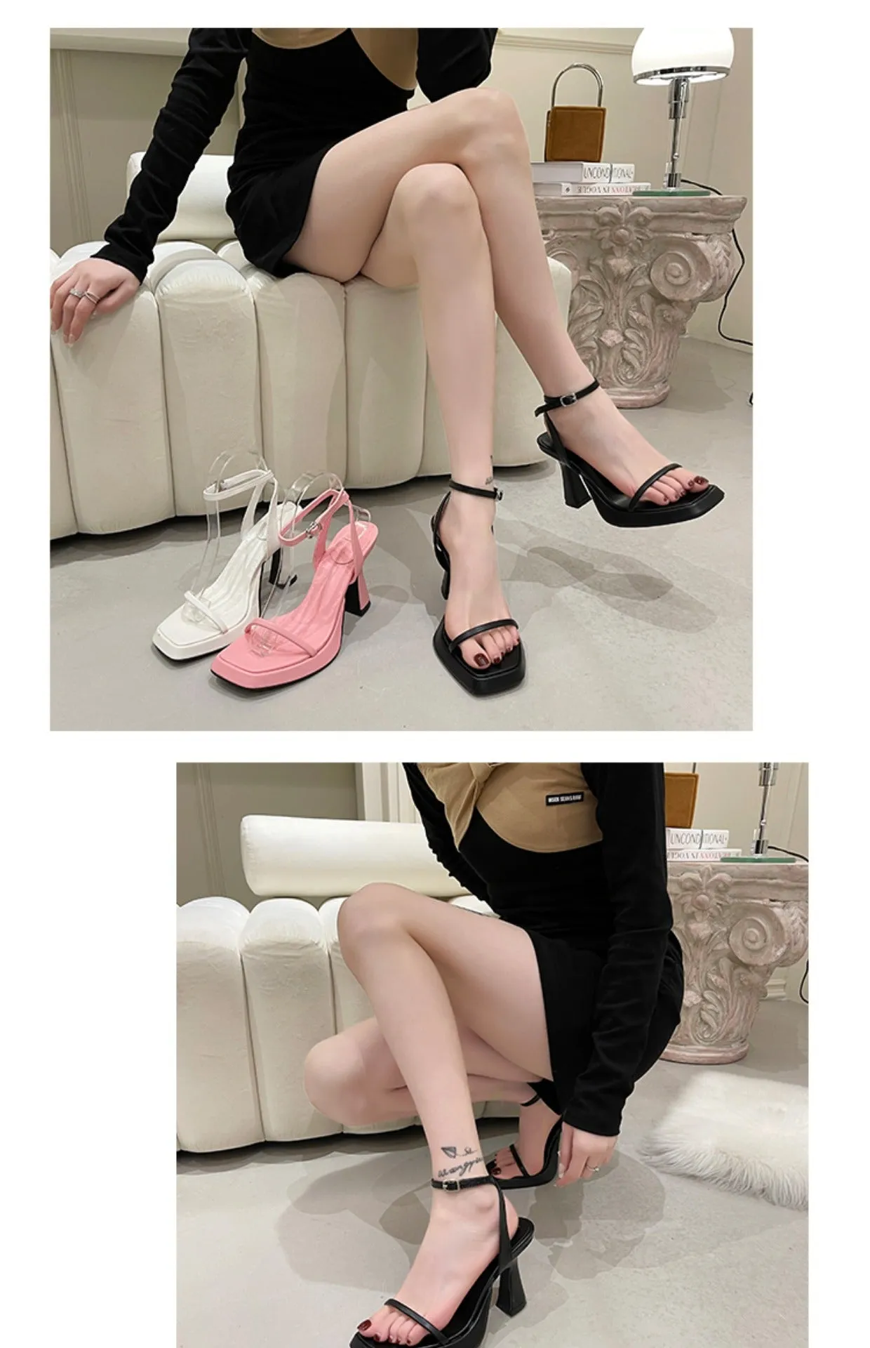 Diana-100 Square Toe High Heels