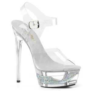 ECLIPSE-608DM Rhinestone Cut Out Platform Clear Sandal