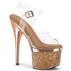 ESTEEM-708CHLG Rose Gold Glittery Platform Stripper Shoes