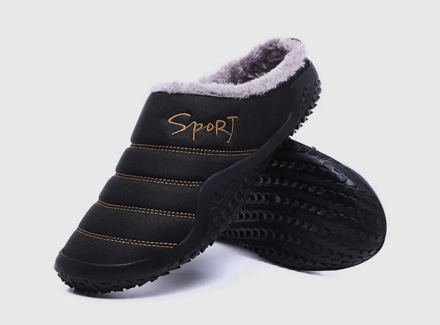 FitVille Men's Fur-lined Plush Winter Slipper