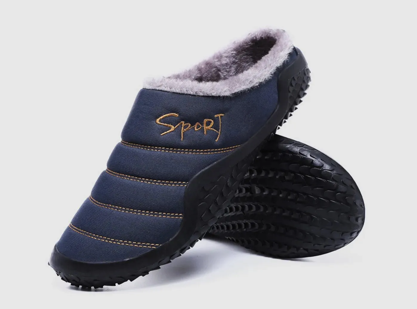 FitVille Men's Fur-lined Plush Winter Slipper